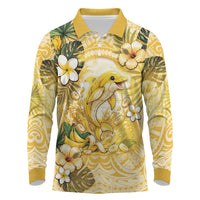 Hawaii Banana Dolphin Long Sleeve Polo Shirt Cute Cosplay Naiʻa Fish Tribal Patterns