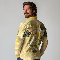Hawaii Banana Dolphin Long Sleeve Polo Shirt Cute Cosplay Naiʻa Fish Tribal Patterns