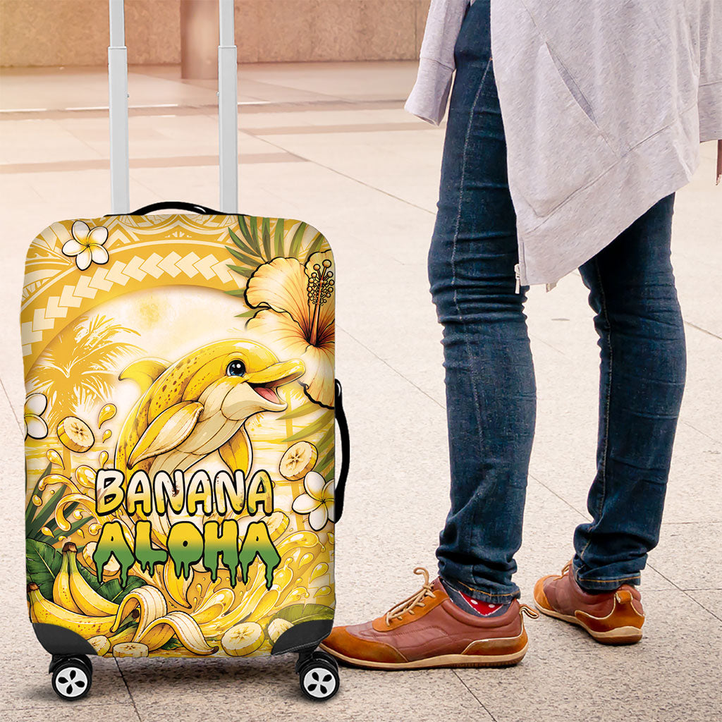 Hawaii Banana Dolphin Luggage Cover Cute Cosplay Naiʻa Fish Tribal Patterns DT05 Yellow - Polynesian Pride
