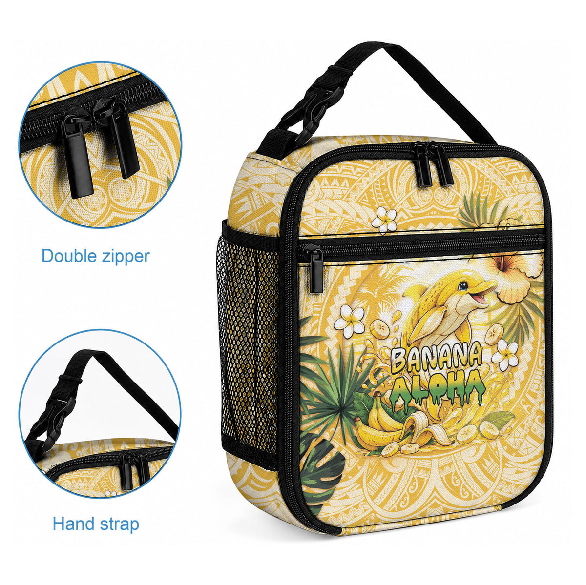 Hawaii Banana Dolphin Lunch Bag Cute Cosplay Naiʻa Fish Tribal Patterns
