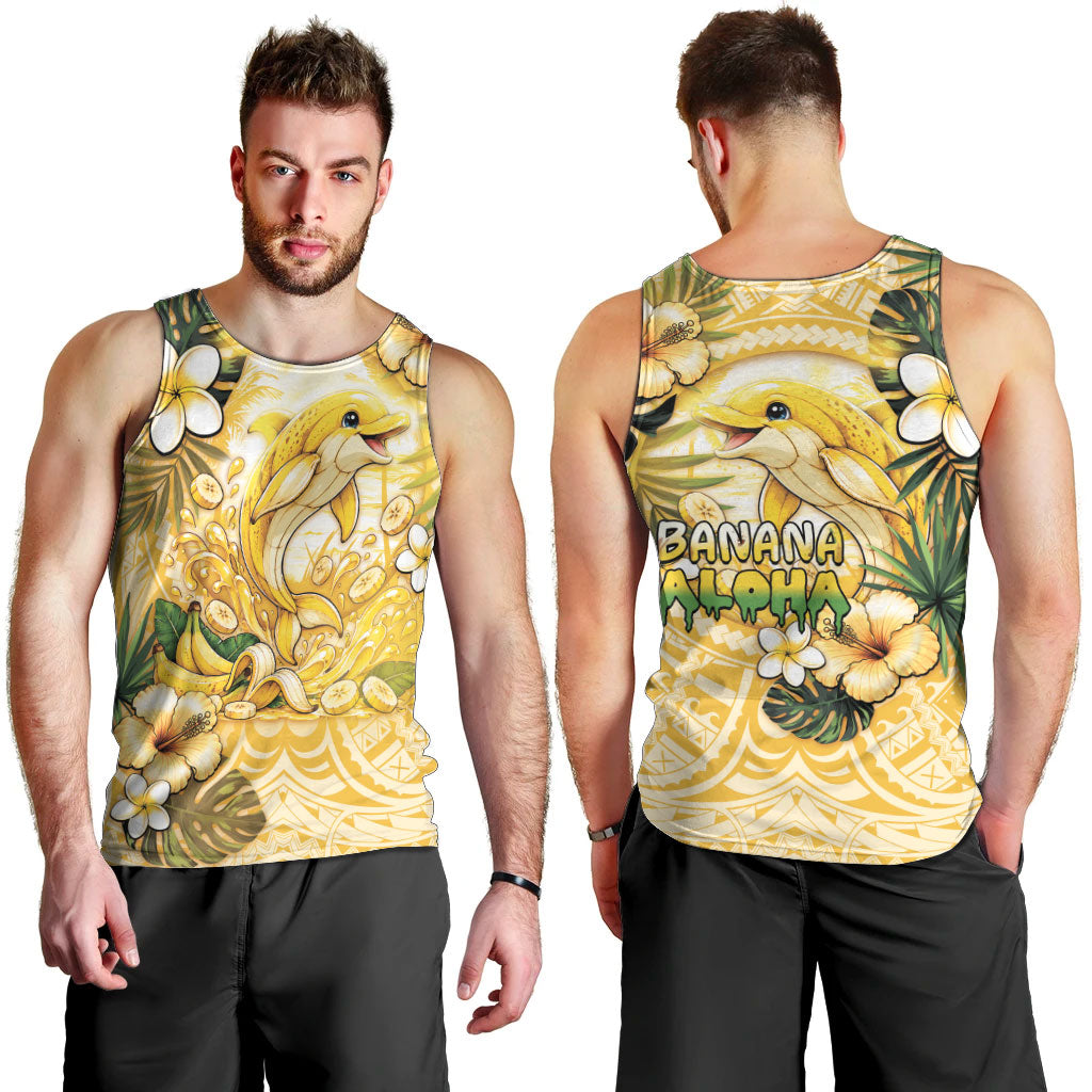 Hawaii Banana Dolphin Men Tank Top Cute Cosplay Naiʻa Fish Tribal Patterns