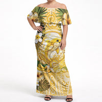 Hawaii Banana Dolphin Off Shoulder Maxi Dress Cute Cosplay Naiʻa Fish Tribal Patterns