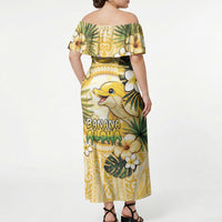 Hawaii Banana Dolphin Off Shoulder Maxi Dress Cute Cosplay Naiʻa Fish Tribal Patterns