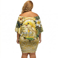 Hawaii Banana Dolphin Off Shoulder Short Dress Cute Cosplay Naiʻa Fish Tribal Patterns