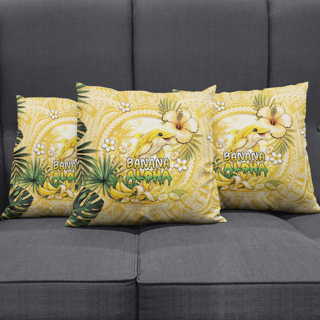 Hawaii Banana Dolphin Pillow Cover Cute Cosplay Naiʻa Fish Tribal Patterns