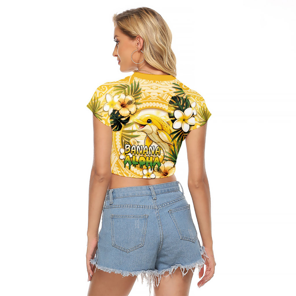 Hawaii Banana Dolphin Raglan Cropped T Shirt Cute Cosplay Naiʻa Fish Tribal Patterns
