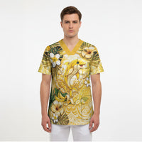 Hawaii Banana Dolphin Scrub Top Cute Cosplay Naiʻa Fish Tribal Patterns