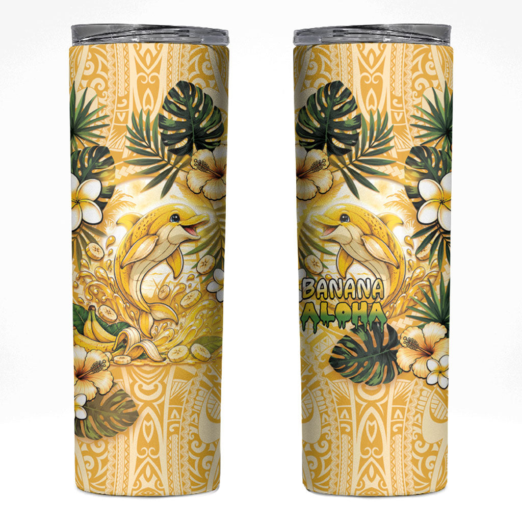 Hawaii Banana Dolphin Skinny Tumbler Cute Cosplay Naiʻa Fish Tribal Patterns