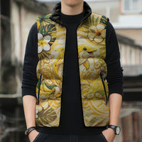 Hawaii Banana Dolphin Sleeveless Puffer Jacket Cute Cosplay Naiʻa Fish Tribal Patterns