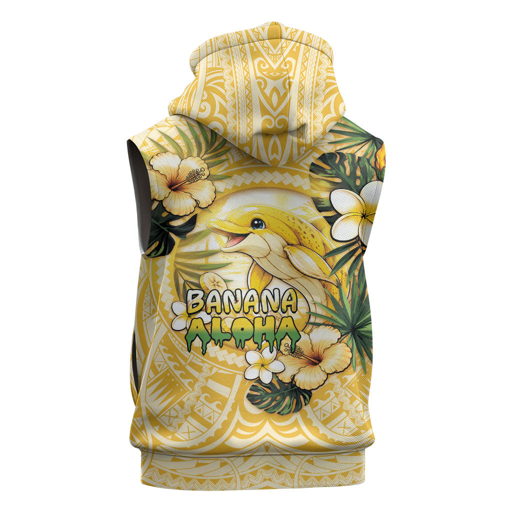 Hawaii Banana Dolphin Sleeveless Zip Hoodie Cute Cosplay Naiʻa Fish Tribal Patterns