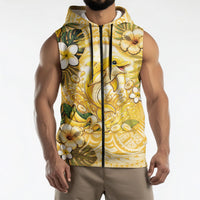 Hawaii Banana Dolphin Sleeveless Zip Hoodie Cute Cosplay Naiʻa Fish Tribal Patterns