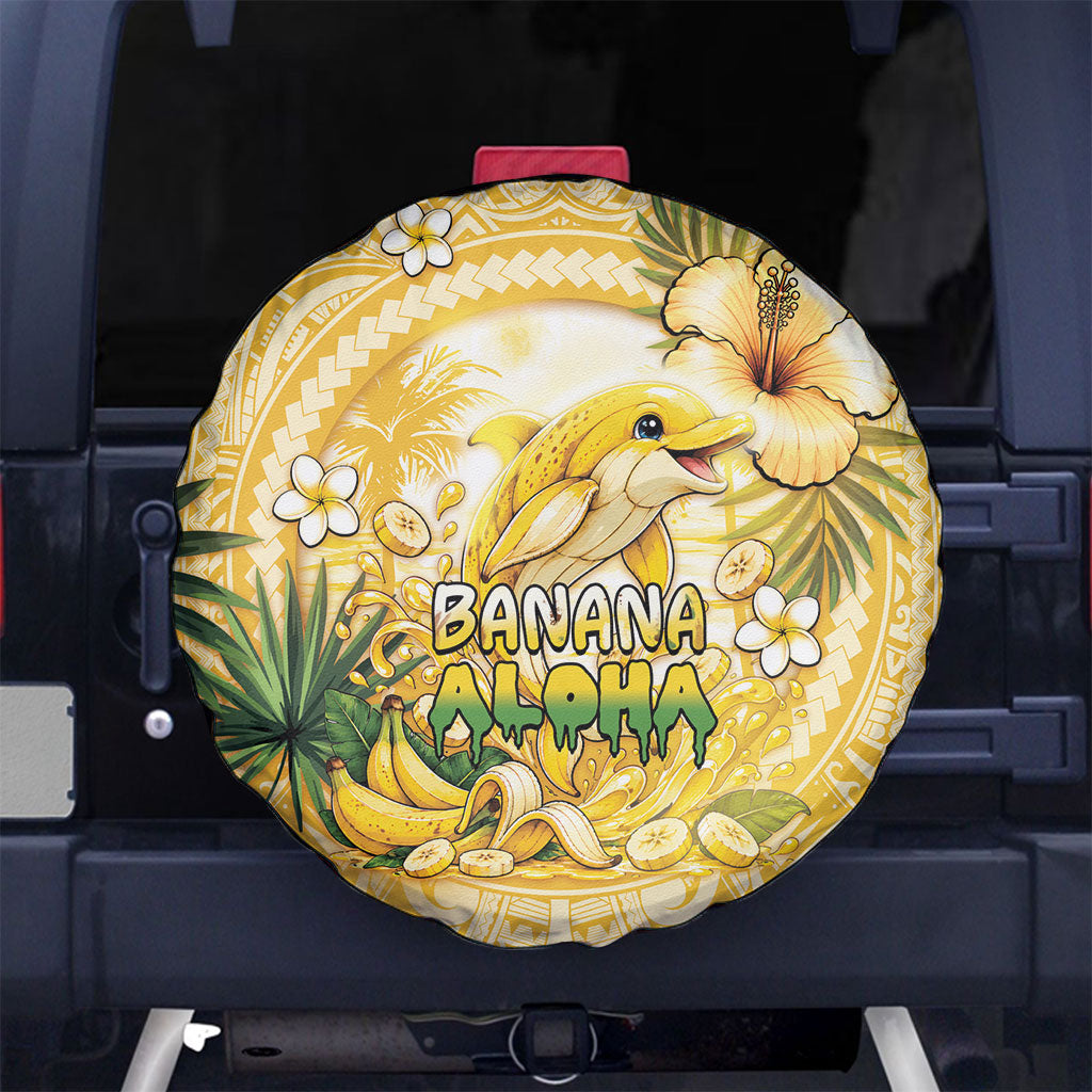 Hawaii Banana Dolphin Spare Tire Cover Cute Cosplay Naiʻa Fish Tribal Patterns