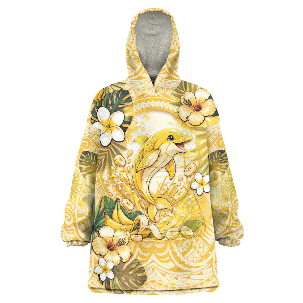 Hawaii Banana Dolphin Wearable Blanket Hoodie Cute Cosplay Naiʻa Fish Tribal Patterns