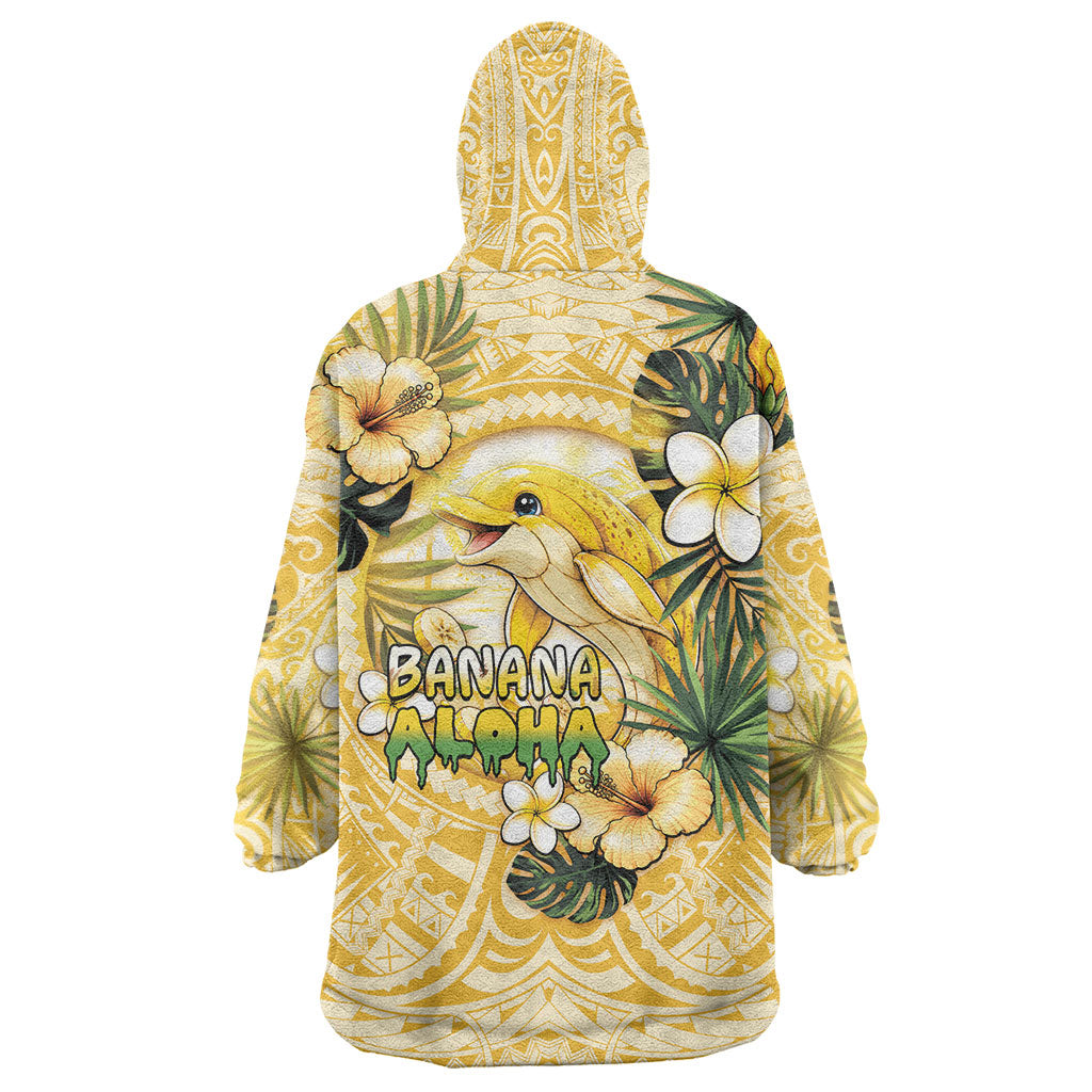 Hawaii Banana Dolphin Wearable Blanket Hoodie Cute Cosplay Naiʻa Fish Tribal Patterns