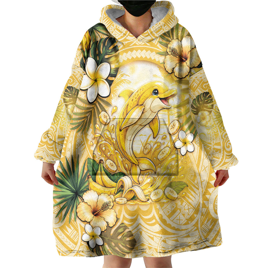 Hawaii Banana Dolphin Wearable Blanket Hoodie Cute Cosplay Naiʻa Fish Tribal Patterns