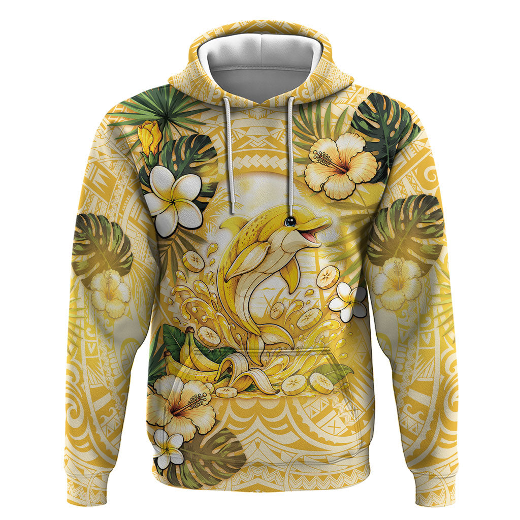 Hawaii Banana Dolphin Zip Hoodie Cute Cosplay Naiʻa Fish Tribal Patterns