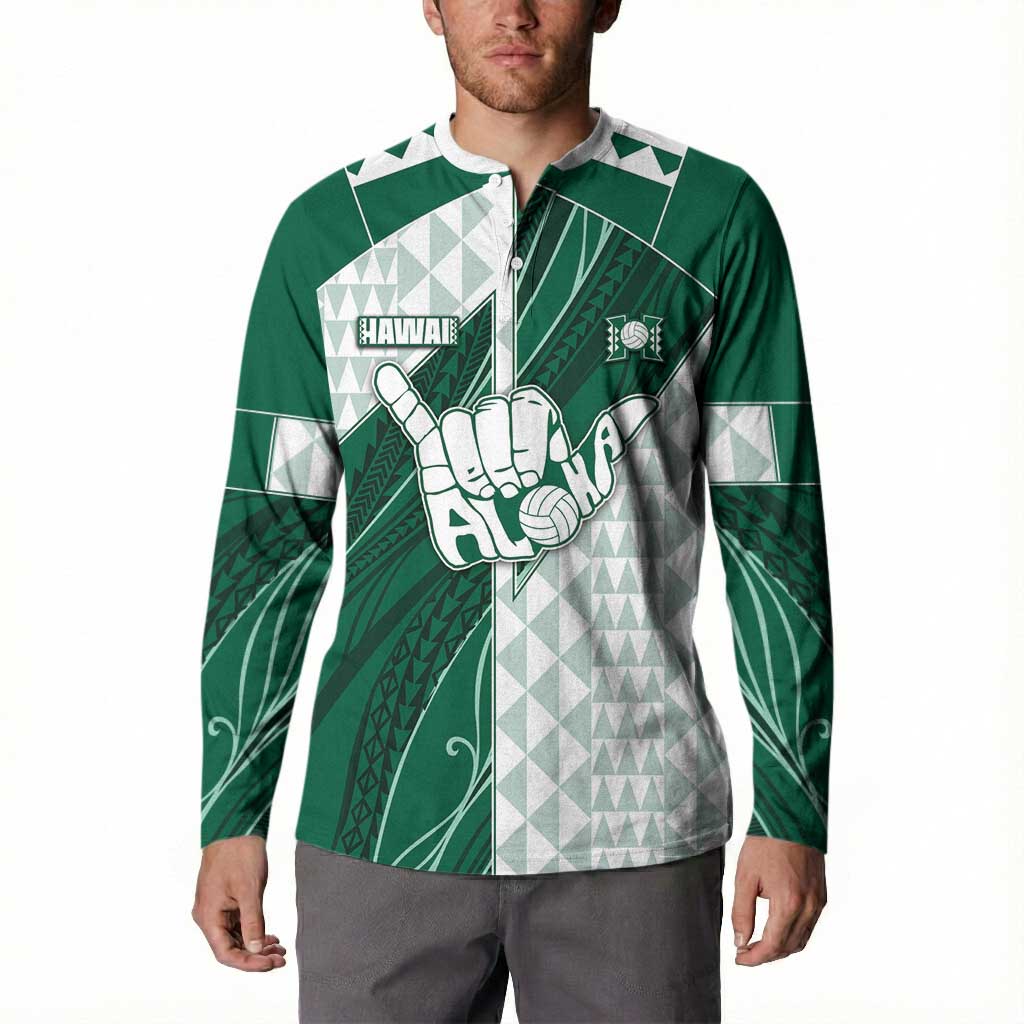 Custom Hawaii Volleyball Button Sweatshirt Shaka Aloha Hand DT05 - Polynesian Pride