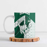 Custom Hawaii Volleyball Ceramic Mug Shaka Aloha Hand DT05 Green - Polynesian Pride