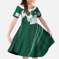 Custom Hawaii Volleyball Family Matching Off Shoulder Short Dress and Hawaiian Shirt Shaka Aloha Hand