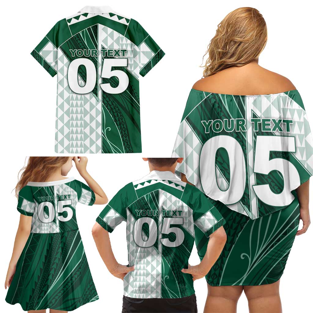 Custom Hawaii Volleyball Family Matching Off Shoulder Short Dress and Hawaiian Shirt Shaka Aloha Hand