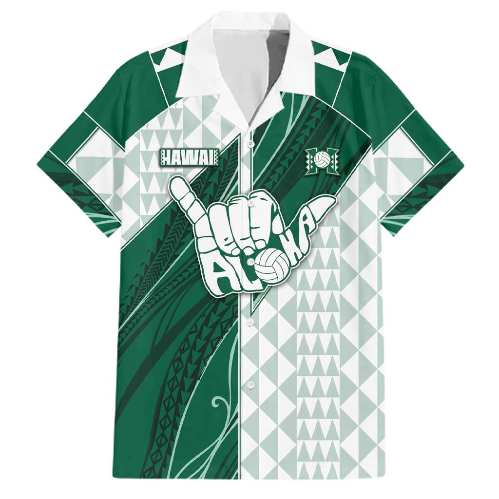 Custom Hawaii Volleyball Family Matching Off Shoulder Short Dress and Hawaiian Shirt Shaka Aloha Hand