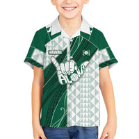 Custom Hawaii Volleyball Family Matching Off Shoulder Short Dress and Hawaiian Shirt Shaka Aloha Hand