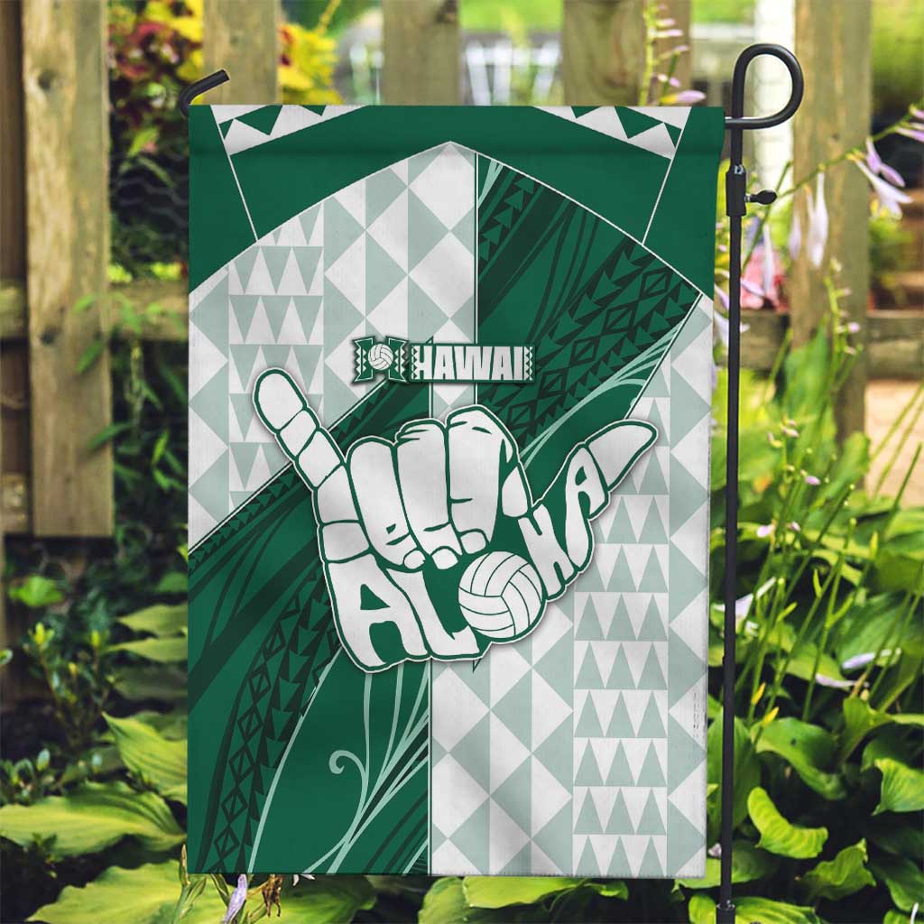 Hawaii Volleyball Garden Flag Shaka Aloha Hand DT05 Garden Flag Green - Polynesian Pride