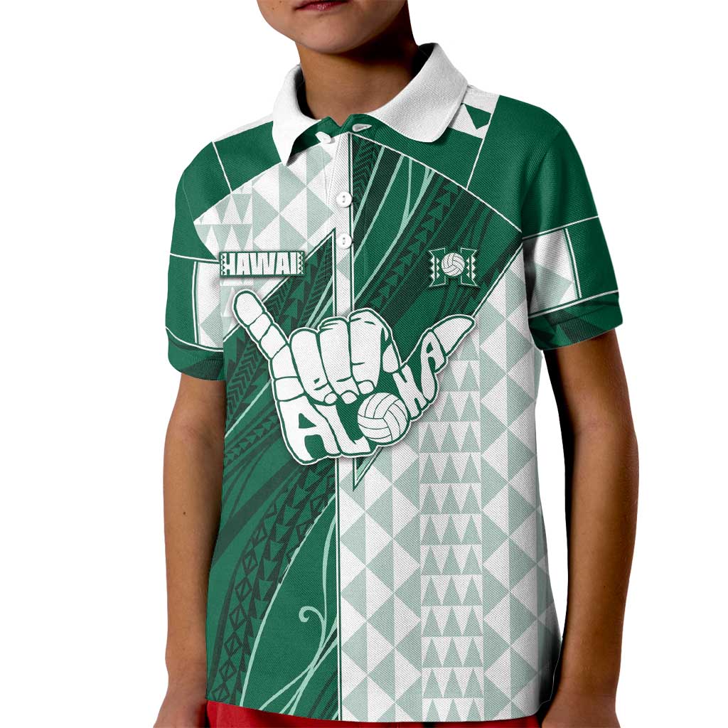Custom Hawaii Volleyball Kid Polo Shirt Shaka Aloha Hand DT05 Kid Green - Polynesian Pride