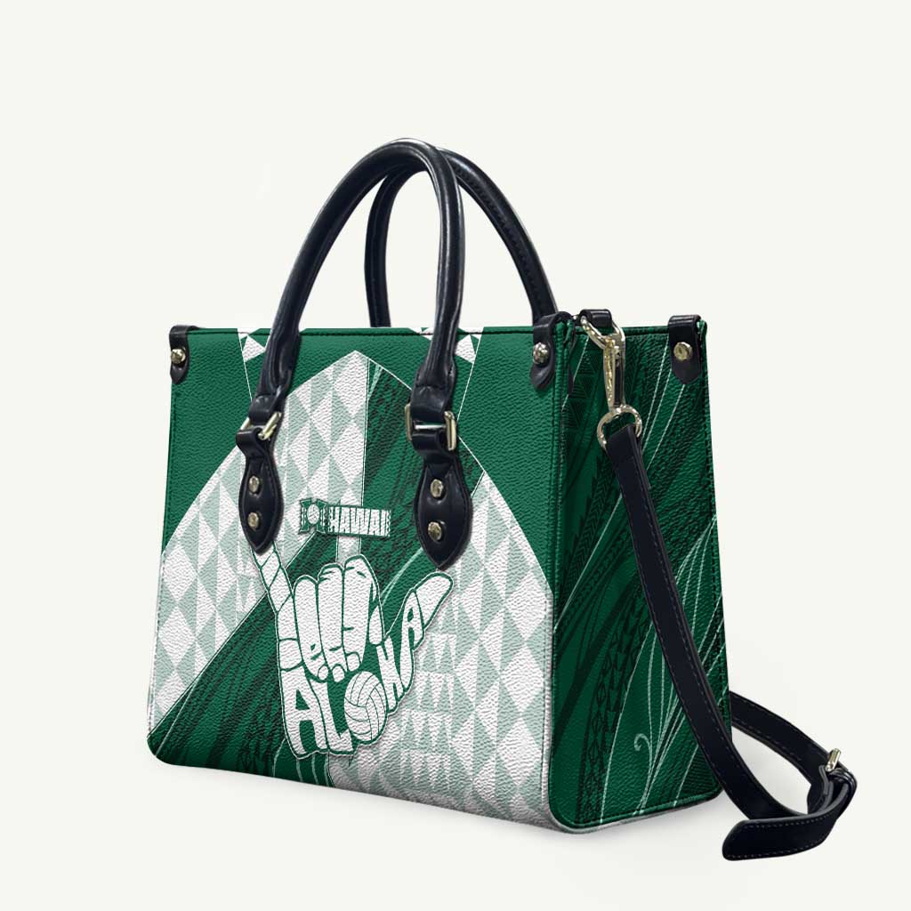 Hawaii Volleyball Leather Bag Shaka Aloha Hand