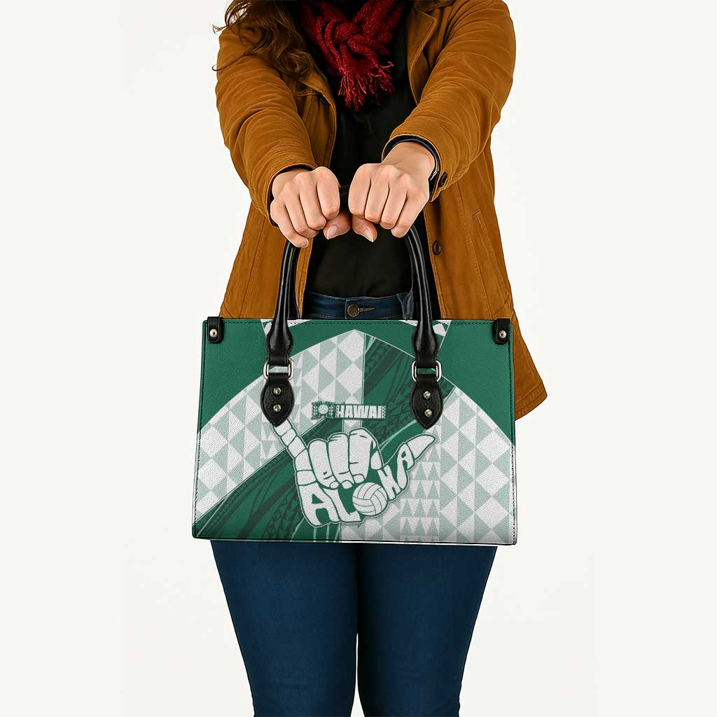 Hawaii Volleyball Leather Bag Shaka Aloha Hand