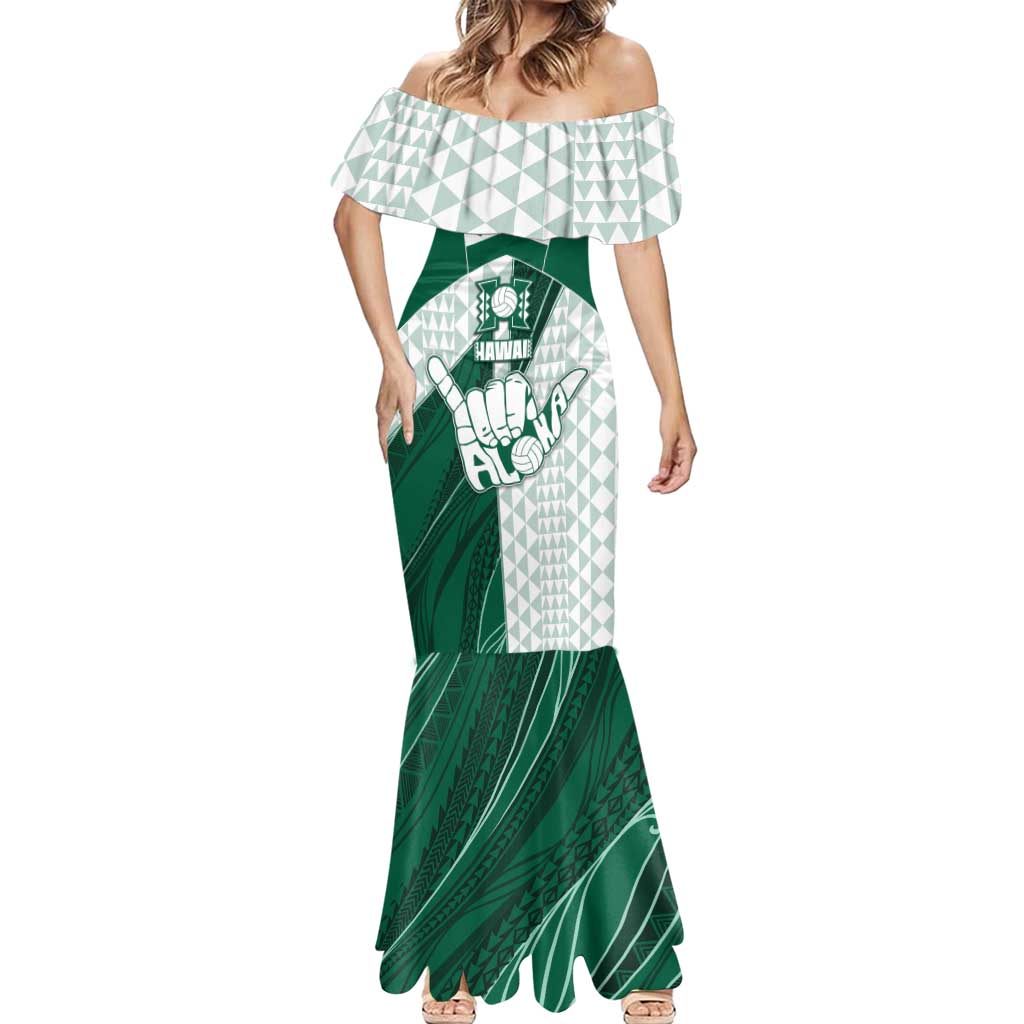 Custom Hawaii Volleyball Mermaid Dress Shaka Aloha Hand