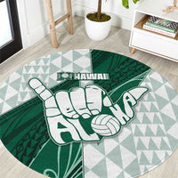 Hawaii Volleyball Round Carpet Shaka Aloha Hand DT05 Green - Polynesian Pride