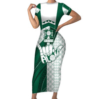 Custom Hawaii Volleyball Short Sleeve Bodycon Dress Shaka Aloha Hand