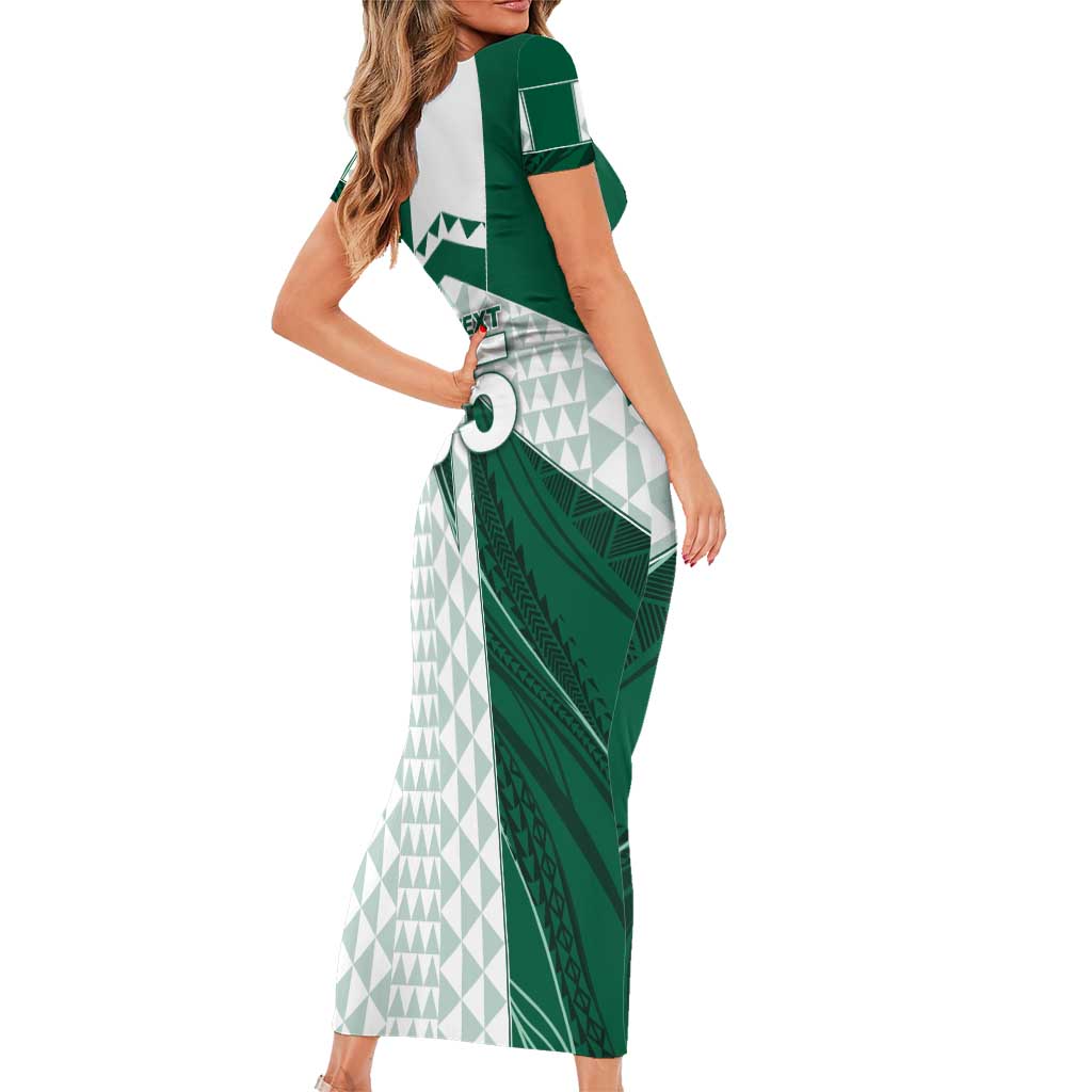 Custom Hawaii Volleyball Short Sleeve Bodycon Dress Shaka Aloha Hand