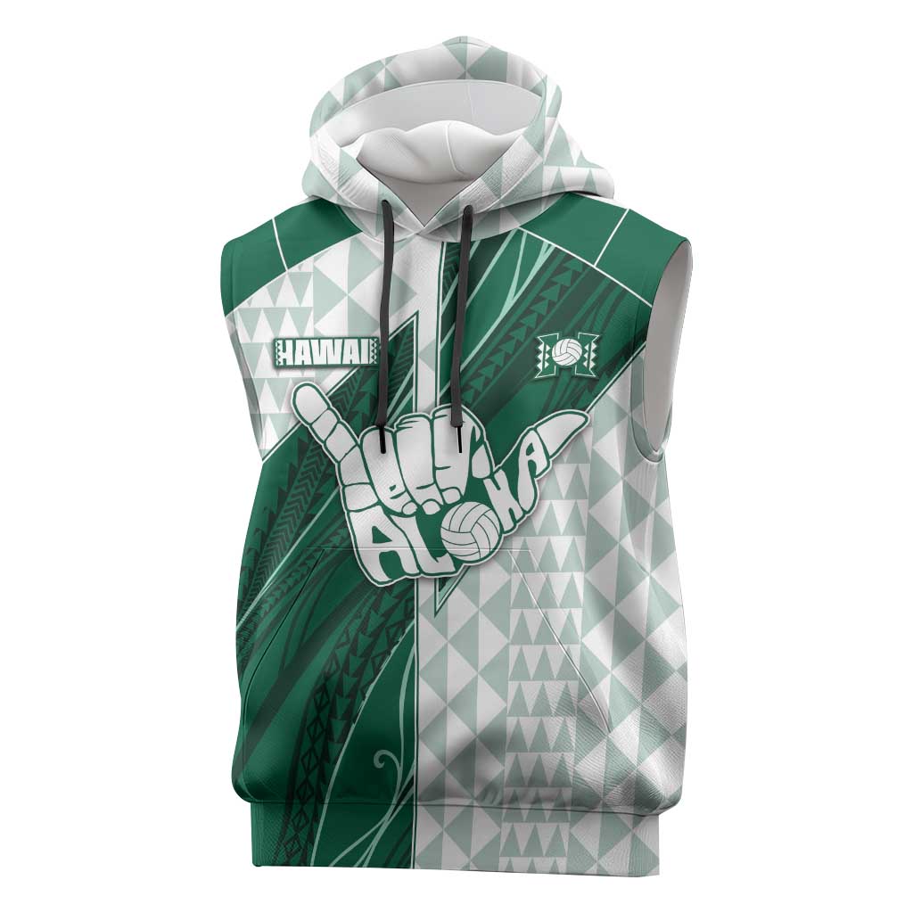 Custom Hawaii Volleyball Sleeveless Hoodie Shaka Aloha Hand