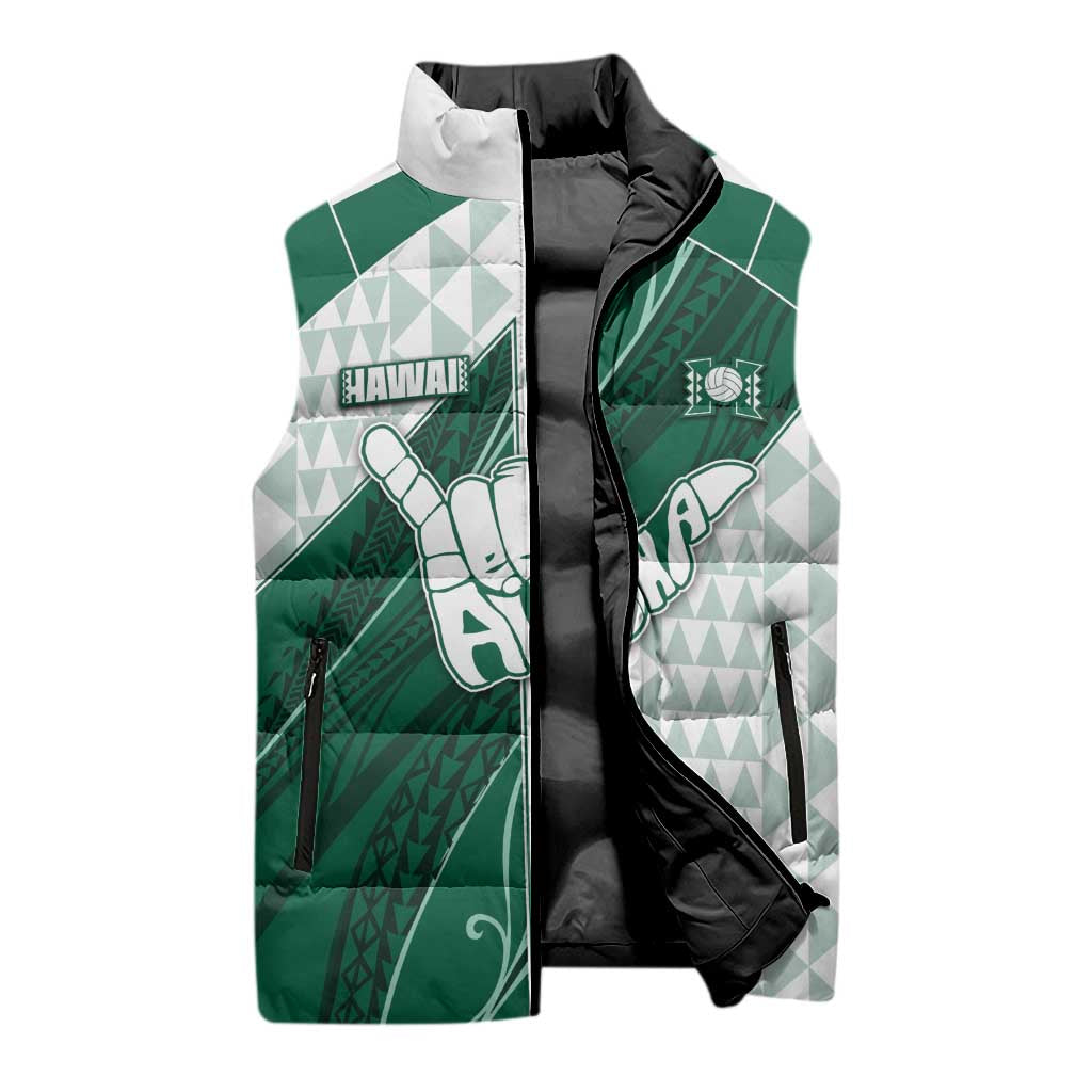 Custom Hawaii Volleyball Sleeveless Puffer Jacket Shaka Aloha Hand