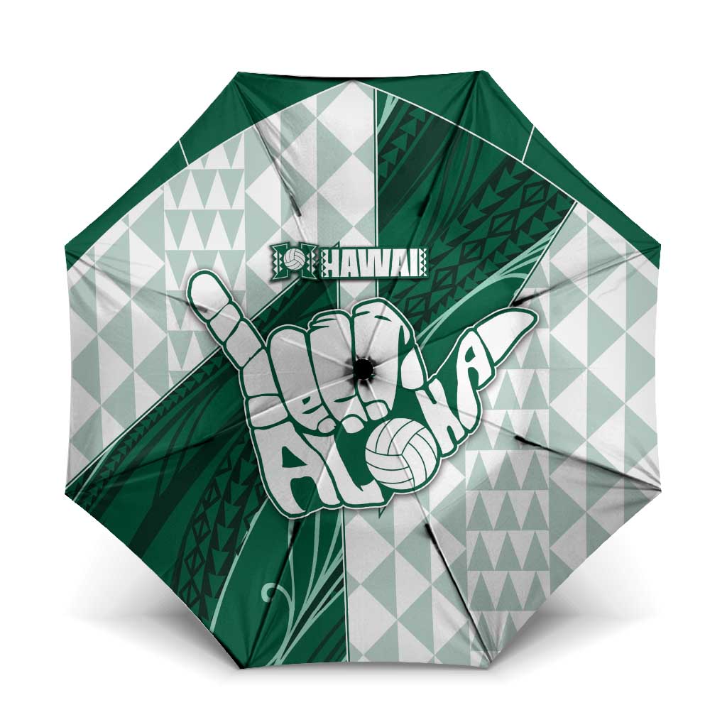 Hawaii Volleyball Umbrella Shaka Aloha Hand DT05 One Size Folded 11.42 inch Opened Diameter 37.4 inch Green - Polynesian Pride
