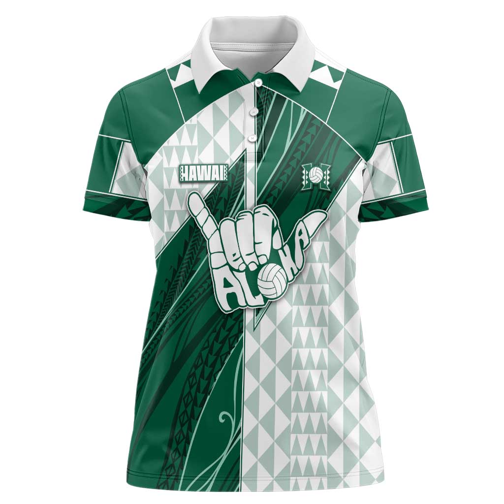 Custom Hawaii Volleyball Women Polo Shirt Shaka Aloha Hand