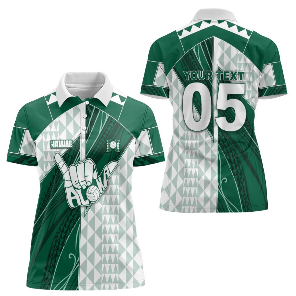 Custom Hawaii Volleyball Women Polo Shirt Shaka Aloha Hand