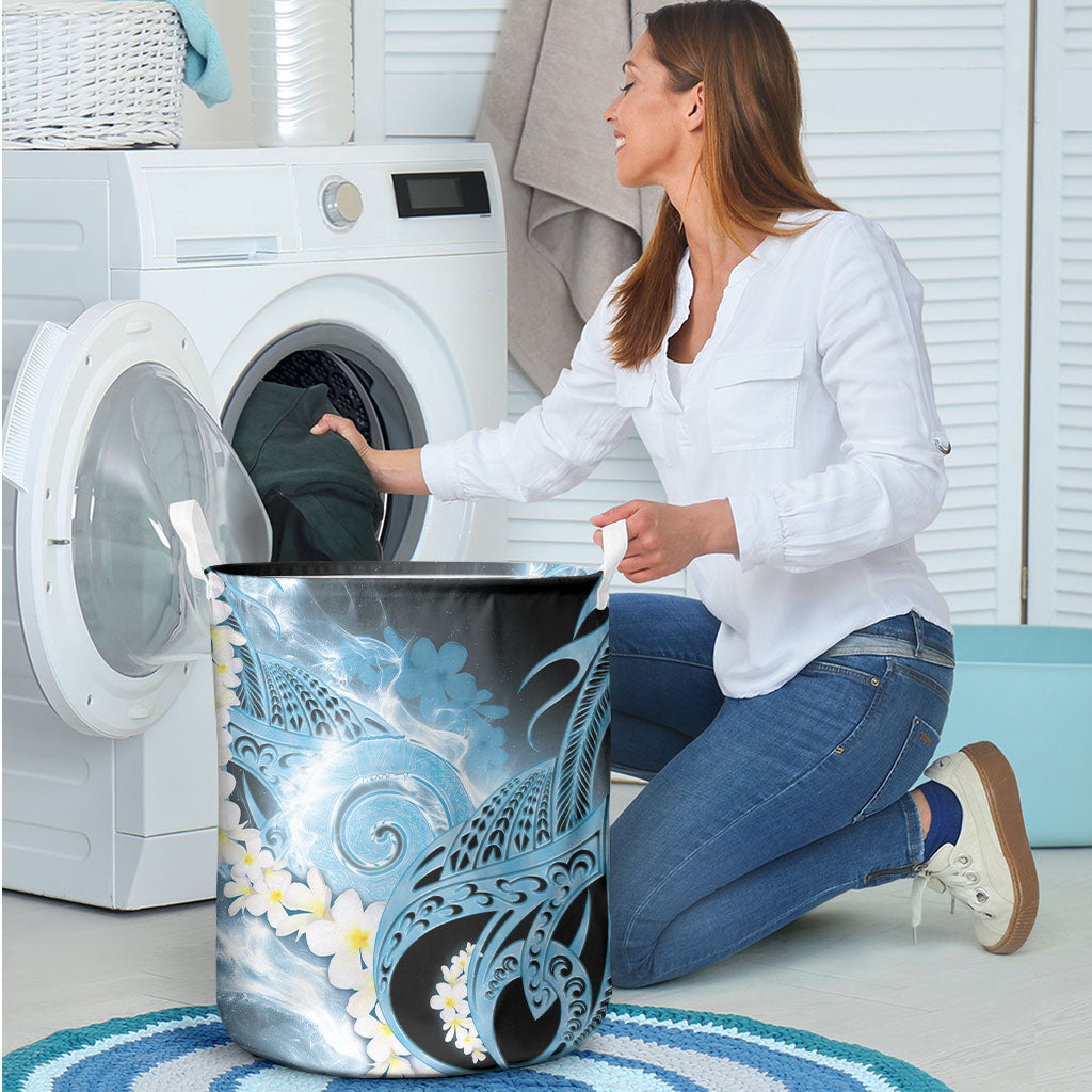 Piko Hawaiian Laundry Basket Blue Galaxy Spiral Plumeria Tribal Patterns