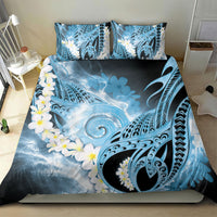 Piko Hawaiian Bedding Set Blue Galaxy Spiral Plumeria Tribal Patterns