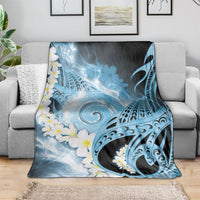 Piko Hawaiian Blanket Blue Galaxy Spiral Plumeria Tribal Patterns