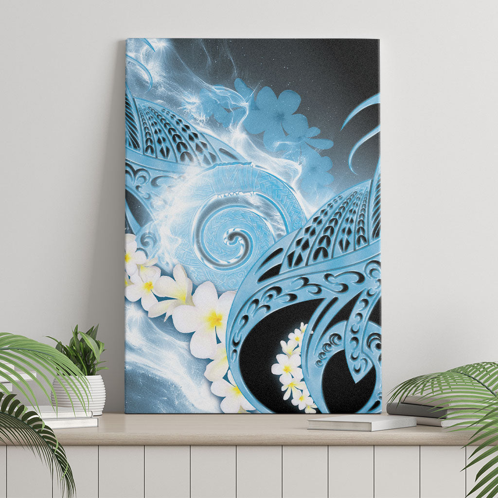 Piko Hawaiian Canvas Wall Art Blue Galaxy Spiral Plumeria Tribal Patterns