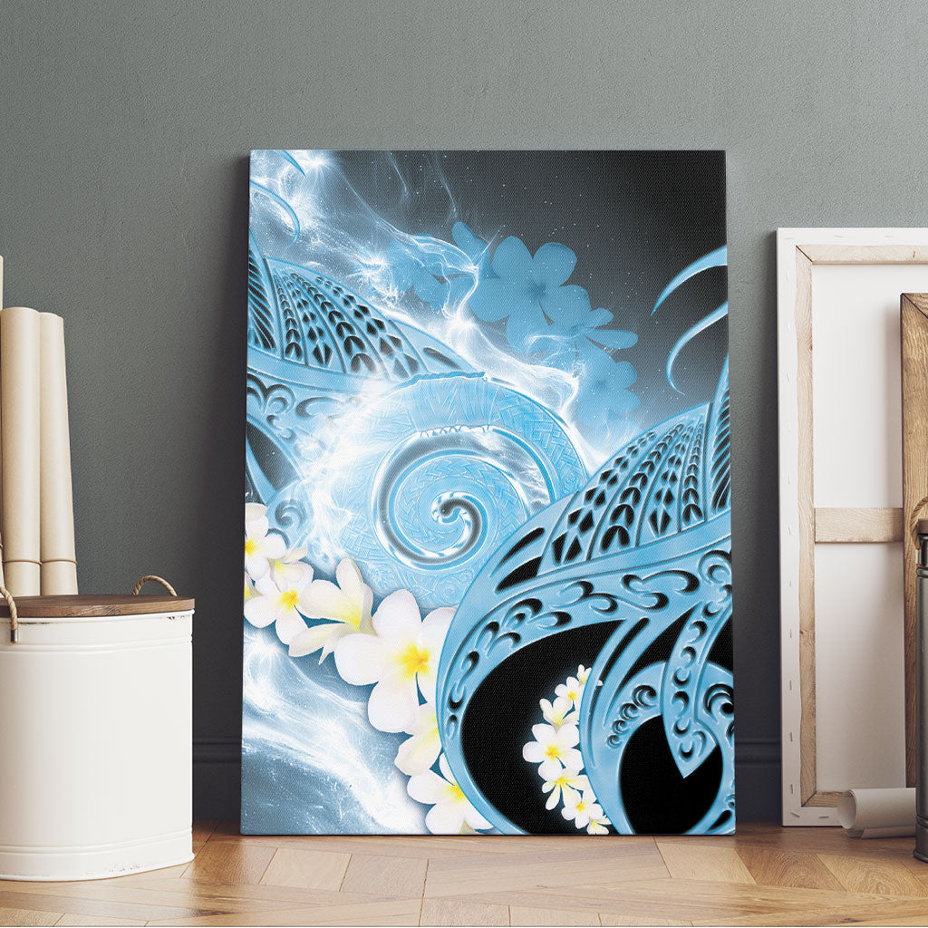 Piko Hawaiian Canvas Wall Art Blue Galaxy Spiral Plumeria Tribal Patterns