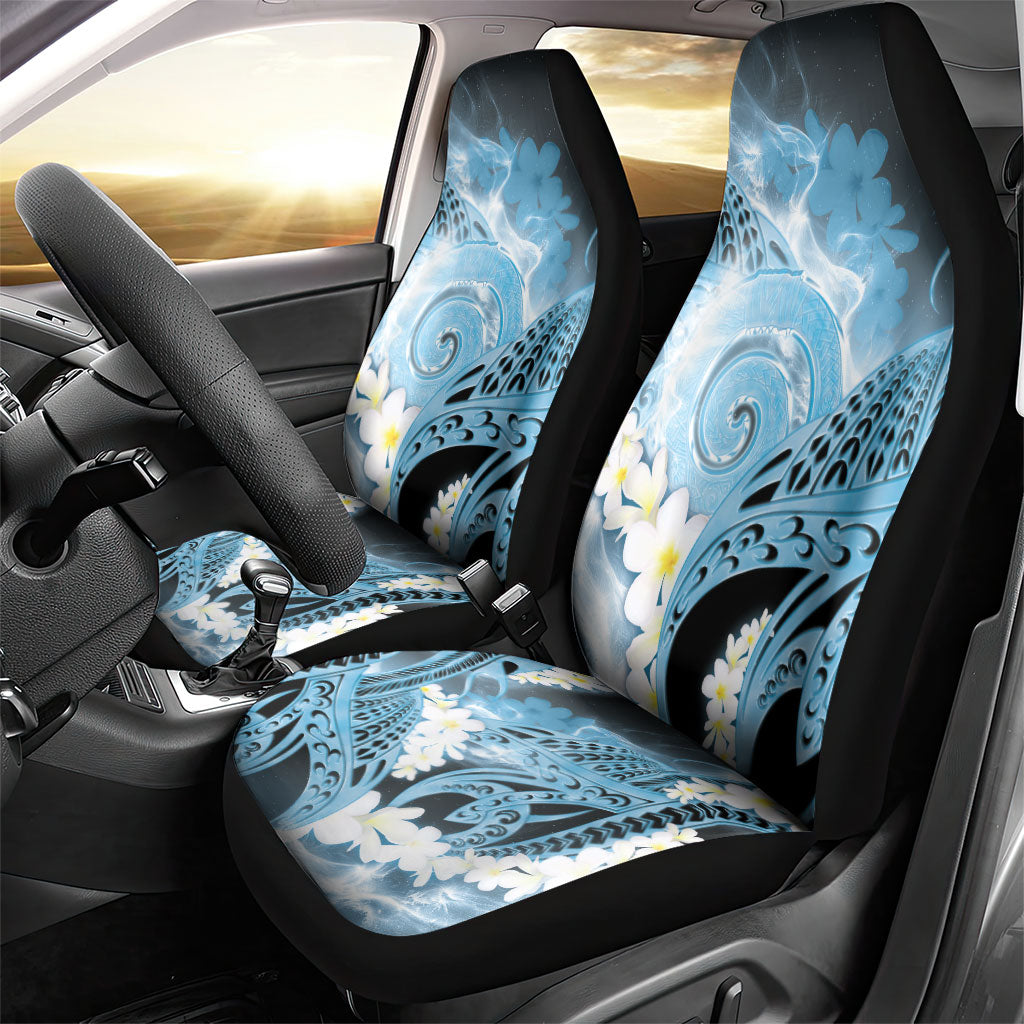 Piko Hawaiian Car Seat Cover Blue Galaxy Spiral Plumeria Tribal Patterns