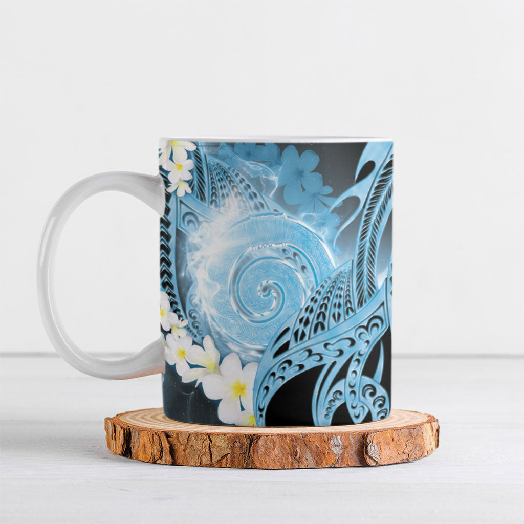 Piko Hawaiian Ceramic Mug Blue Galaxy Spiral Plumeria Tribal Patterns DT05 Blue - Polynesian Pride