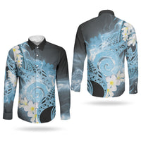 Piko Hawaiian Couples Matching Mermaid Dress and Long Sleeve Button Shirt Blue Galaxy Spiral Plumeria Tribal Patterns