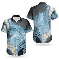 Piko Hawaiian Couples Matching Tank Maxi Dress and Hawaiian Shirt Blue Galaxy Spiral Plumeria Tribal Patterns