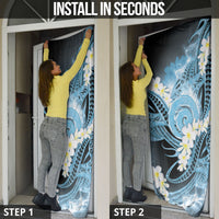 Piko Hawaiian Door Cover Blue Galaxy Spiral Plumeria Tribal Patterns