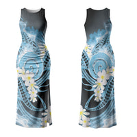 Piko Hawaiian Family Matching Tank Maxi Dress and Hawaiian Shirt Blue Galaxy Spiral Plumeria Tribal Patterns